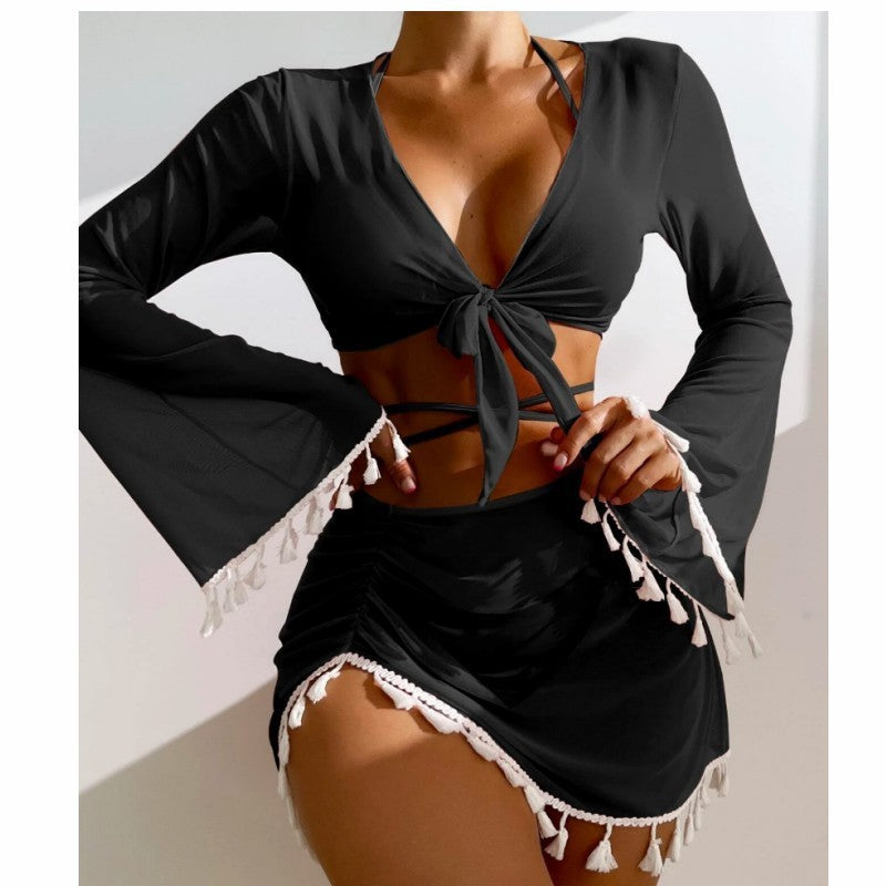 Four-piece Tassel Bikini Swimsuit