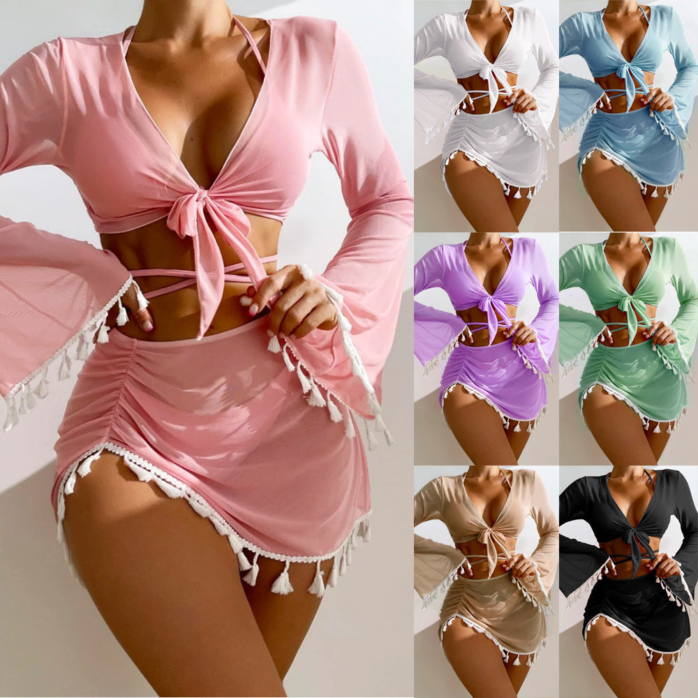 Four-piece Tassel Bikini Swimsuit