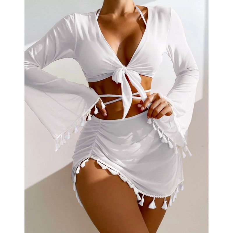 Four-piece Tassel Bikini Swimsuit
