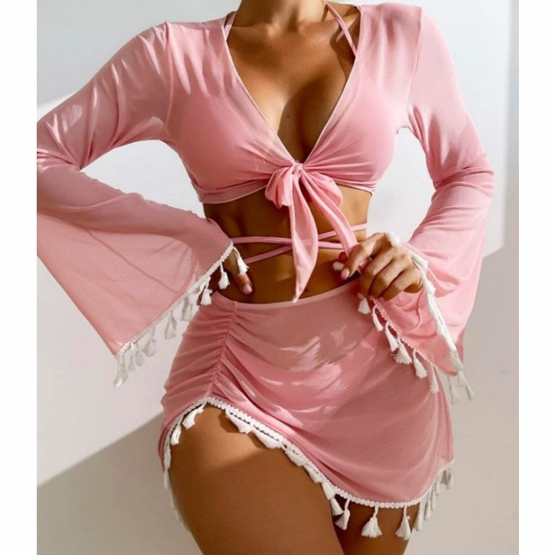Four-piece Tassel Bikini Swimsuit